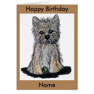 Beau Caïn Terrier avec la carte d'anniversaire de