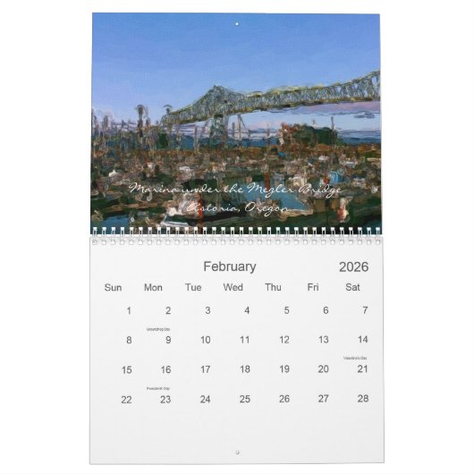 Beau calendrier de l'Orégon (Feb 2026)