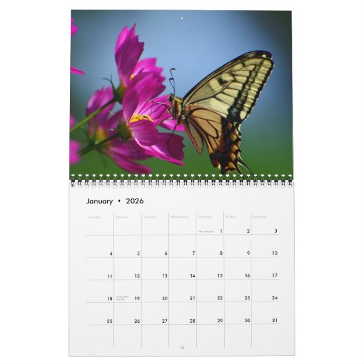 Beau Calendrier des fleurs (Jan 2026)