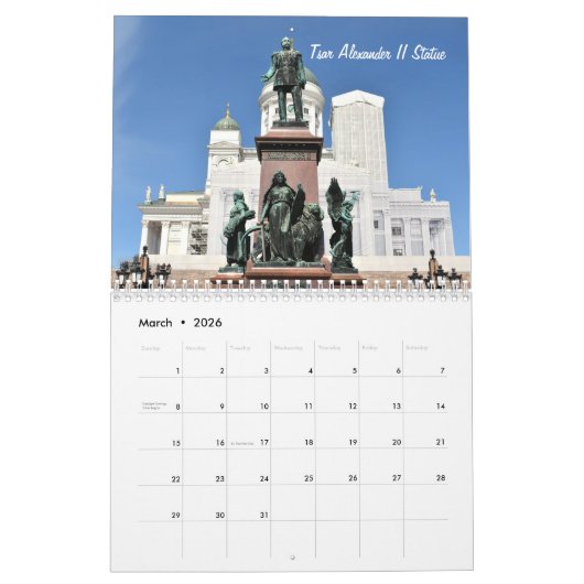 Beau calendrier du mur Helsinki Finlande (Mar 2026)