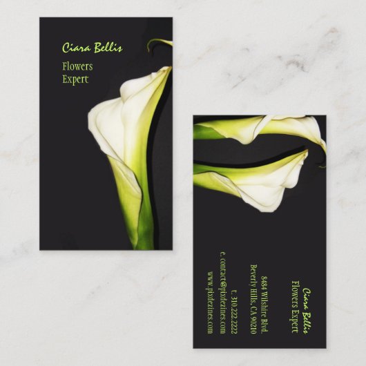 Beau calla carte de visite (Devant / Derrière)