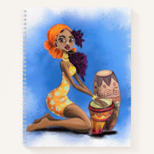 Beau Carnet Africain Fille Drummer