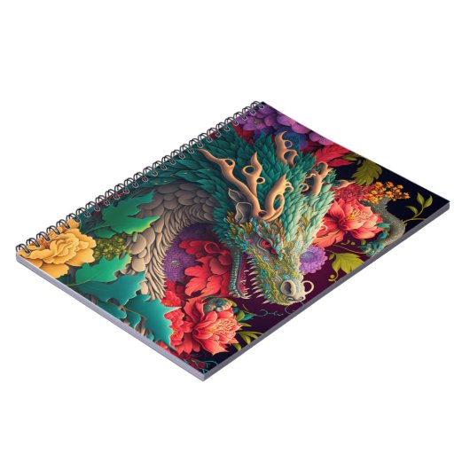 Beau Carnet de Dragon Floral (Côté gauche)