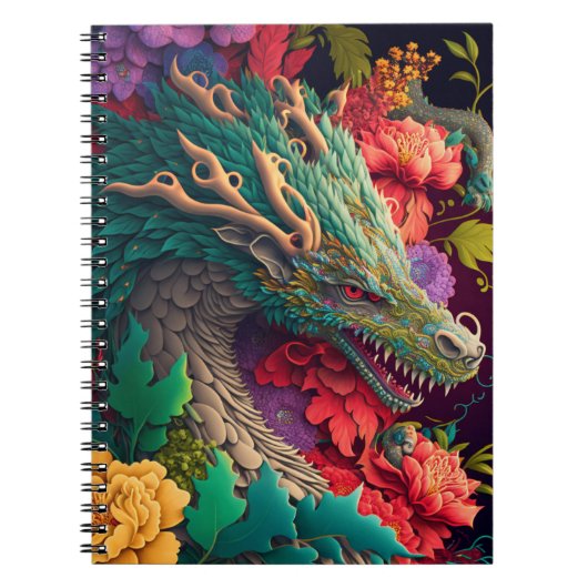 Beau Carnet de Dragon Floral (Devant)