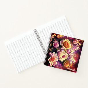 Beau Carnet Motif de fleurs acryliques