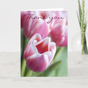 Beau carte de remerciements rose de tulipe