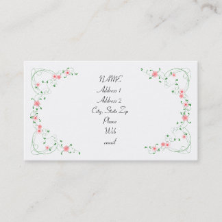 Beau carte de visite fait sur commande floral rose