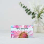 Beau Carte de visite photo Pink Flower Up (Debout devant)