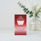 beau carte de visite rouge de petit gâteau (Debout devant)