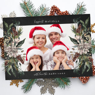 Beau Carte photo de Noël Floral