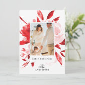 Beau Carte photo de Noël Floral Rouge (Debout devant)