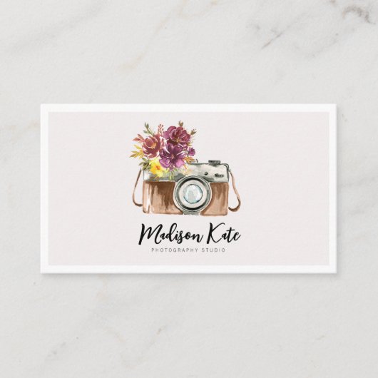 Beau Cartes de visite de caméra aquarelle (Devant)