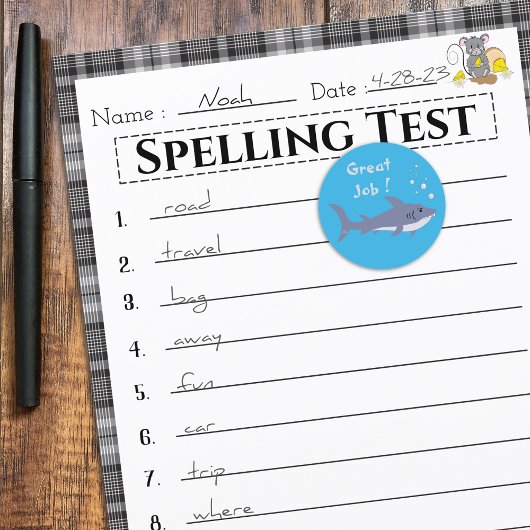 Beau Cartoon Shark Blue Reward Stickers