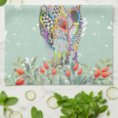 Beau Chat Floral Kitten Serviette de cuisine (Plié)