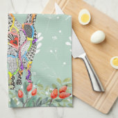 Beau Chat Floral Kitten Serviette de cuisine (Quart Plié)