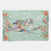 Beau Chat Floral Kitten Serviette de cuisine (Horizontal)