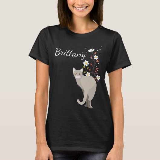 Beau chat gris dans des T-shirts des femmes de (Devant)