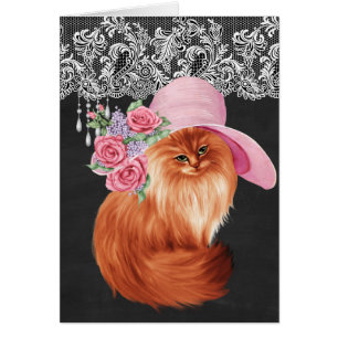 Beau chat peint dans le casquette victorien sur