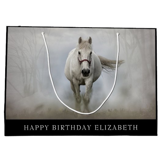 Beau cheval blanc Grand sac cadeau (Dos)