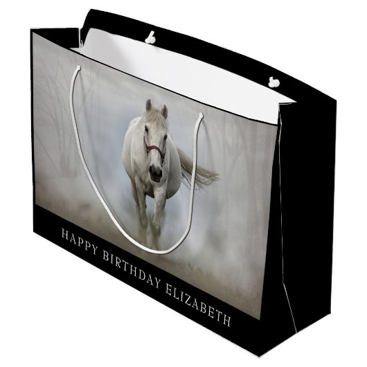 Beau cheval blanc Grand sac cadeau (Dos Angle)