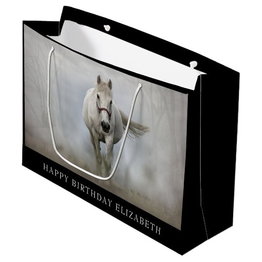 Beau cheval blanc Grand sac cadeau (Devant Angle)