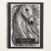Beau Cheval Gris Argent Orné avec/ Flower Mane (Devant)