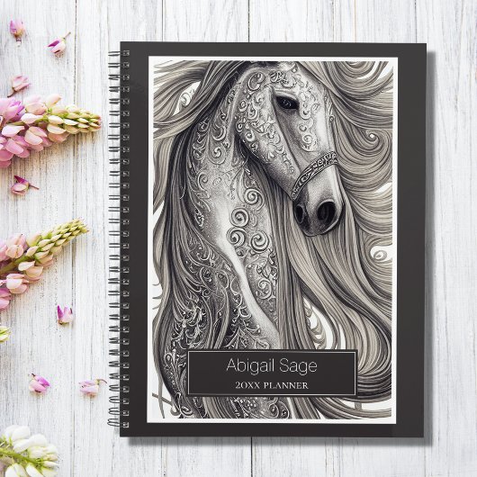Beau Cheval Gris Argent Orné avec/ Flower Mane