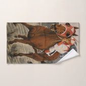 Beau cheval ravit les propriétaires en course clas (Serviette à main)