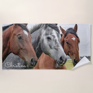 Beau Chevaux Serviette de plage personnalisée