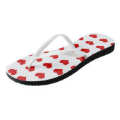 Beau coeur rouge imprimé tongs blancs (Incliné)