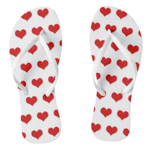 Beau coeur rouge imprimé tongs blancs