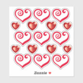 Beau Coeurs rouges Stickers transparent transparen (Feuille)