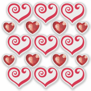 Beau Coeurs rouges Stickers transparent transparen