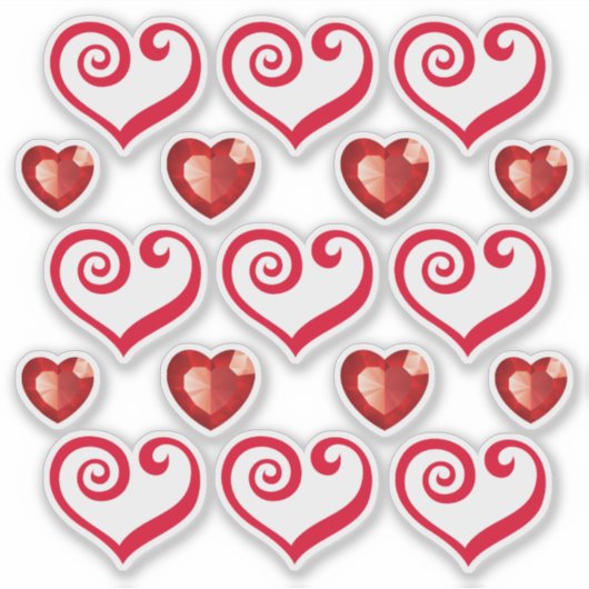 Beau Coeurs rouges Stickers transparent transparen (Devant)