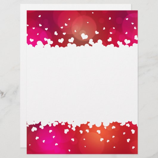 Beau Coeurs Volants Bordure En-Tête Papier à lettr (Devant / Derrière)