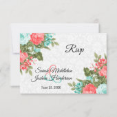 Beau corail et fleur Turquoise - RSVP (Devant)