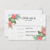 Beau corail et fleur Turquoise - RSVP (Dos)