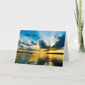 Beau coucher de soleil Carte de remerciements vier