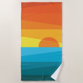 Beau coucher de soleil et mer Waves Golf Serviette (Devant)