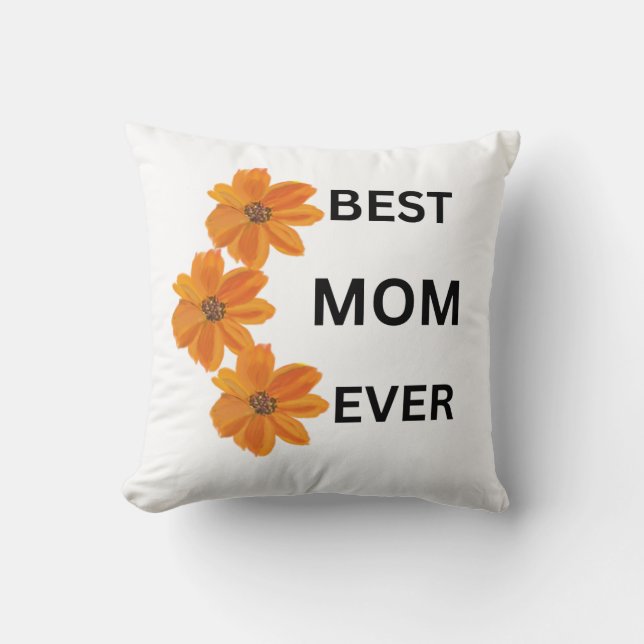 Beau coussin à fleurs orange pour maman (Recto)