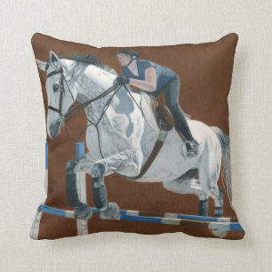 Beau coussin Brown de chasseur/cheval de pullover