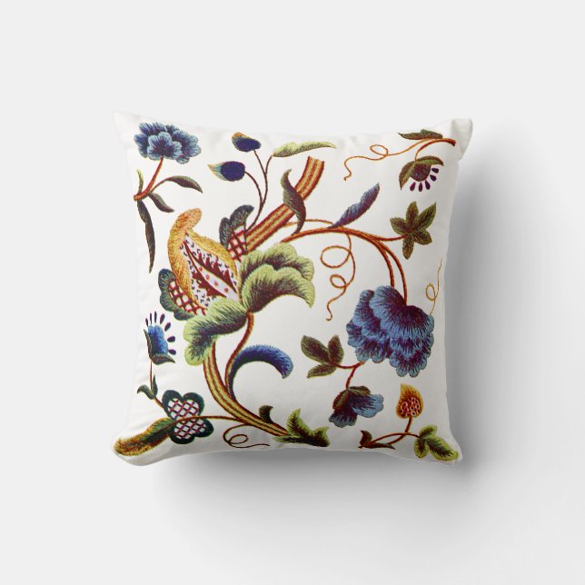 Beau Coussin de broderie Jacobean (Recto)