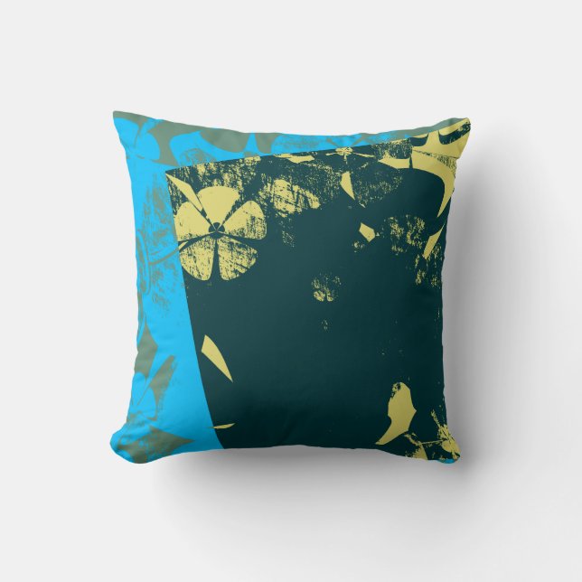 Beau Coussin de fleurs vintage vert foncé (Recto)