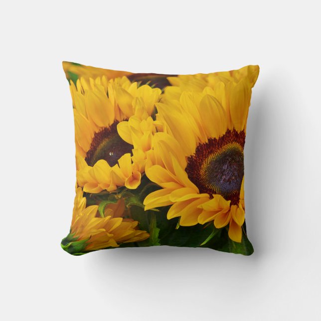 Beau Coussin de peinture de tournesol en été (Recto)