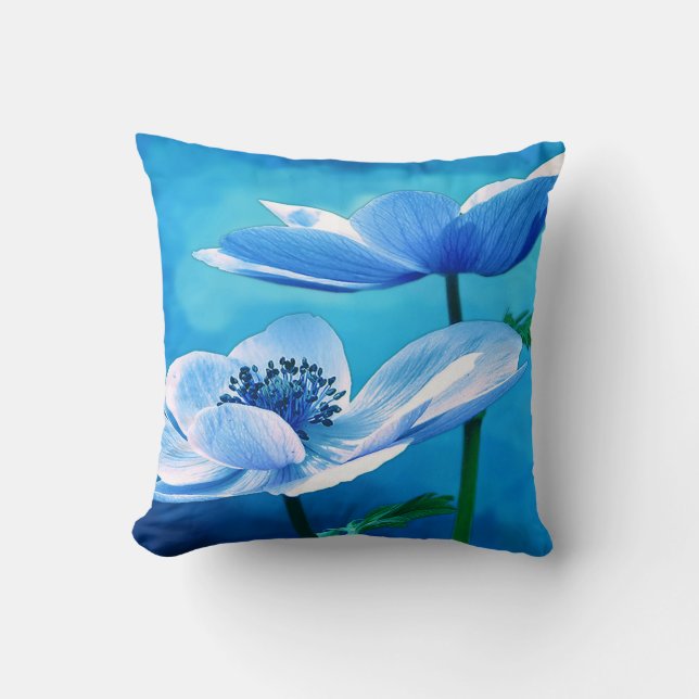 Beau Coussin Floral Bleu (Recto)