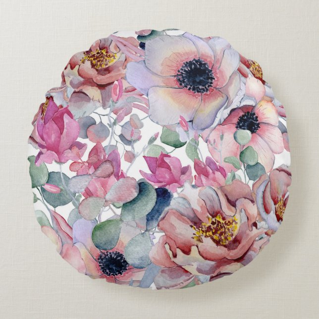 Beau Coussin Floral rond (Devant)