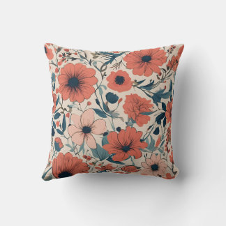 Beau coussin motif à fleurs
