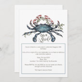 Beau Crabe Bleu Conception Invitation (Devant / Derrière)