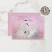 Beau Cygne Sur Carte de remerciements Rose (Devant/Arrière en situation)