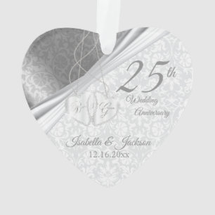 Beau Damassé - 25e Anniversaire de Mariage Argenté